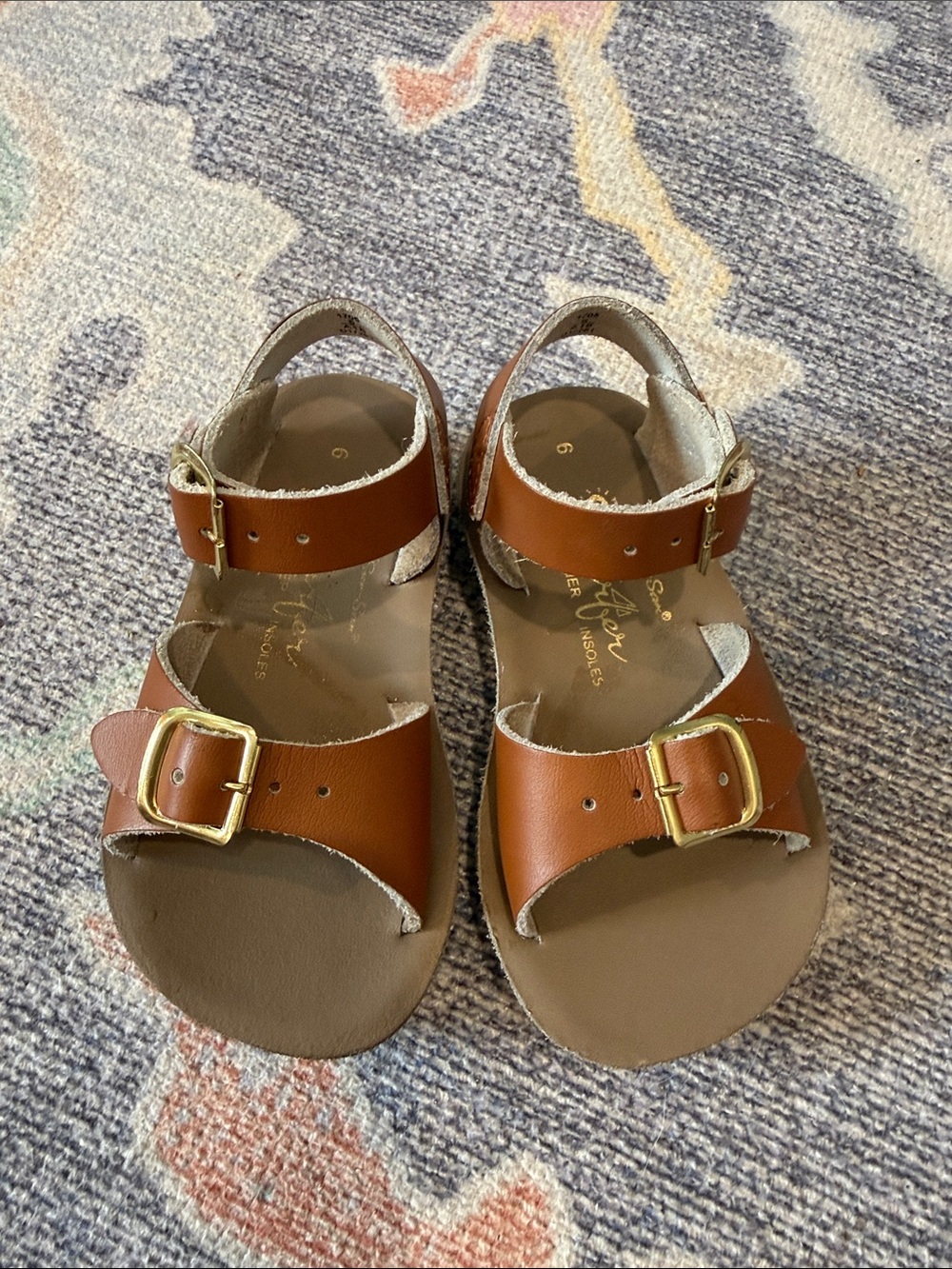 Sun San Surfer Sandals Children's Brown Double-Buckle Leather Sandals